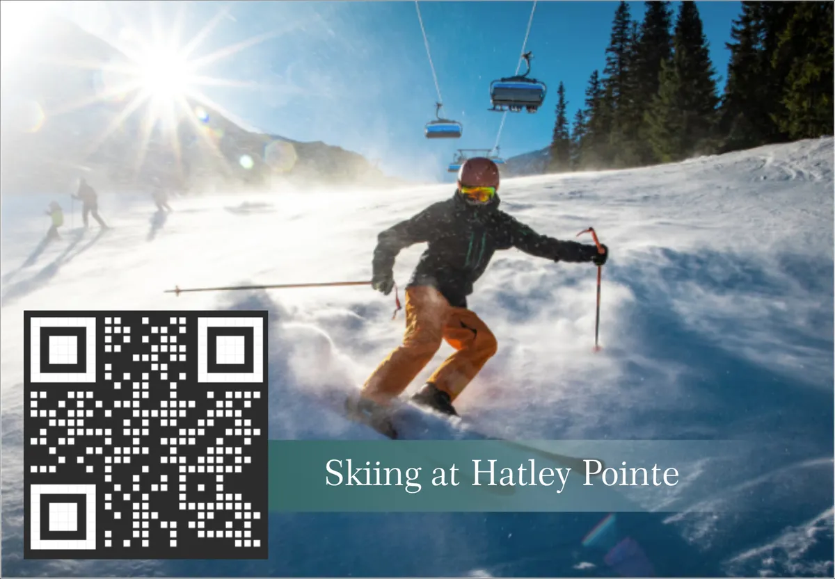 A skier speeds down a snowy mountainside with a ski lift in the background, all set against a stunning winter mountain landscape. The image conveys excitement, adventure, and the unique opportunities of the season.